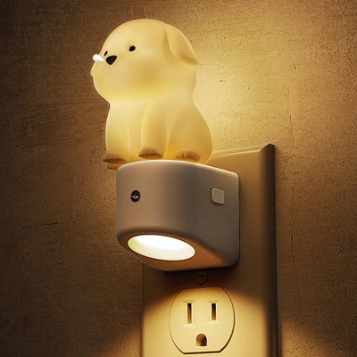 L LOHAS LED Plug in Night Light for Kids, 3D Cute Puppy Night Lights with Dusk to Dawn Sensor, RGB+Soft White 3000K Dog Night Light, Birthday Gift Nightlight for Kids, Room Decor