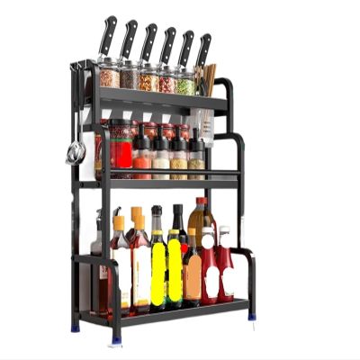 2/3Layer Kitchen Storage Shelf Stainless Steel Seasoning Jar Spice Rack Chopsticks Knife Bar Organizer Accessories(B-50CM-3Layers)