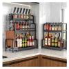 2/3Layer Kitchen Storage Shelf Stainless Steel Seasoning Jar Spice Rack Chopsticks Knife Bar Organizer Accessories(B-50CM-3Layers) view 2