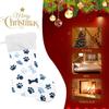 Christmas Stockings, 18 inches Burlap with Plush Faux Fur Cuff Stockings Blue Puppy Bones Puppy Footprints Xmas Party Decorations view 4