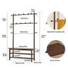 DYUNCZ Freestanding Wooden Entryway Hall Tree with 9 Hooks & 3 Shelves, Entryway Bench with Coat Rack and Shoe Storage, Shoe Coat Rack, for Hallway, Entryway(Yellow,100x30x170cm/39x12x67) view 2