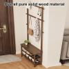 DYUNCZ Freestanding Wooden Entryway Hall Tree with 9 Hooks & 3 Shelves, Entryway Bench with Coat Rack and Shoe Storage, Shoe Coat Rack, for Hallway, Entryway(Yellow,100x30x170cm/39x12x67) view 4