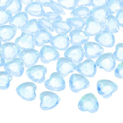 MECCANIXITY 100 Pcs Acrylic Heart Rhinestone, 12mm Pointback Clear Heart Crystal Gems Rhinestone Vase Filler Gems for Crafting Painting Table Scatters Wedding Decorations, Blue