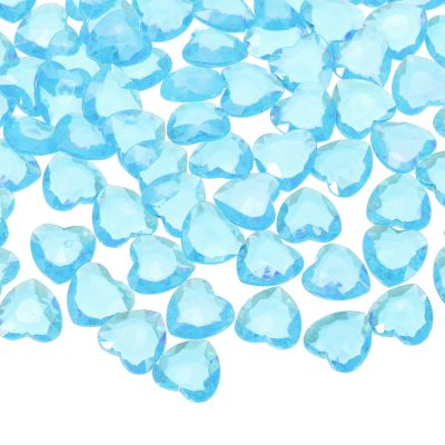 MECCANIXITY 50 Pcs Acrylic Heart Rhinestone, 12mm Pointback Clear Heart Crystal Gems Rhinestone Vase Filler Gems for Crafting Painting Table Scatters Wedding Decorations, Lake Blue