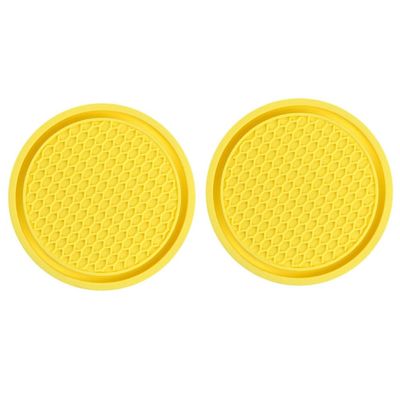 2 PCS Car Cup Holder Coaster for Citroen DS7 2016+, Rubber Universal Non Slip Spill Waterproof Embedded in Ornaments Interior Accessories,F/Yellow
