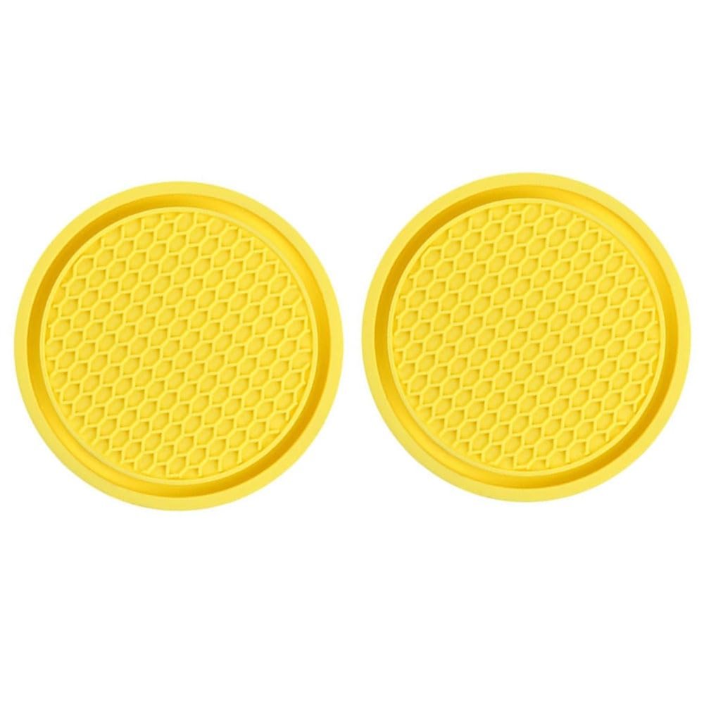 2 PCS Car Cup Holder Coaster for Citroen DS7 2016+, Rubber Universal Non Slip Spill Waterproof Embedded in Ornaments Interior Accessories,F/Yellow