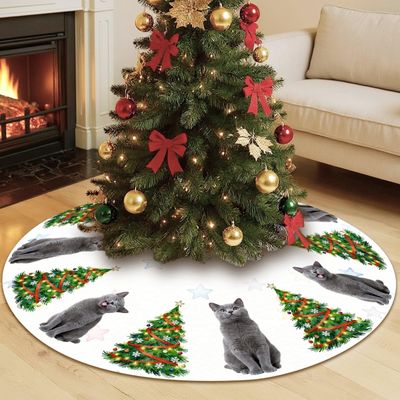 White Christmas Tree Skirt Large Soft Custom Pet Photos Decoracion De Navidad Winter Holiday Tree Mat Decoration Unique Holiday Decorations Ornaments Birthday Gifts for Women