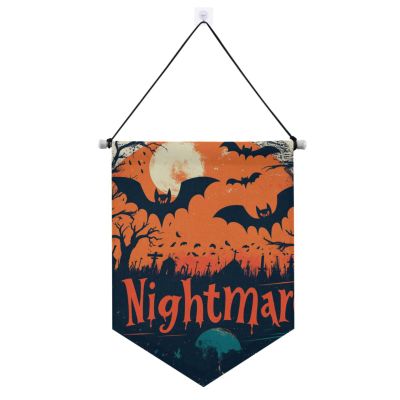 Nightmare Pumpkin Happy Halloween Bat hanging banner with telescopic rod party banner hanging decorations for Indoor,Outdoor Party