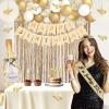 51Pcs 22nd Birthday Decorations, Champagne Gold Happy 22 Birthday Decorations with Sash and Crown, Banner, Fringe Curtains, Hanging Paper Fans, 22 Year Old Gifts view 2