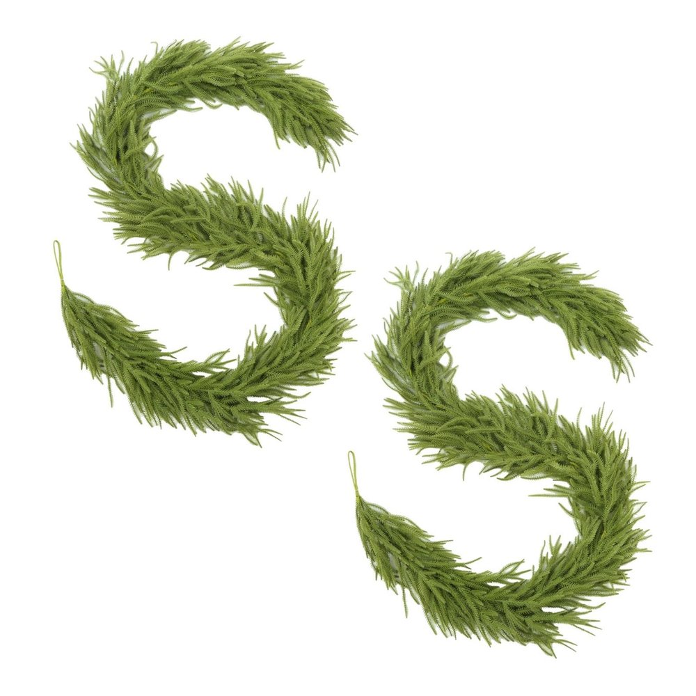 2Pcs 6FT Artificial Pine Christmas Garland, Faux Greenery for Mantel, Table, Wall, and Home Party Decor
