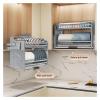 2-Tier Pull Down Shelf Organizer for Kitchen Cabinet, 304 Stainless Steel Dish Drying Rack, Space-Saving Lifting Basket for Coffee & Food Storage (86.4x24x54.5cm) view 3