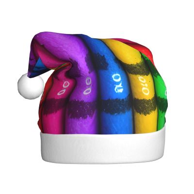 DLXW colored crayons Prints Christmas Hat for Adult Festive Celebrations as a Gift for Men and Women
