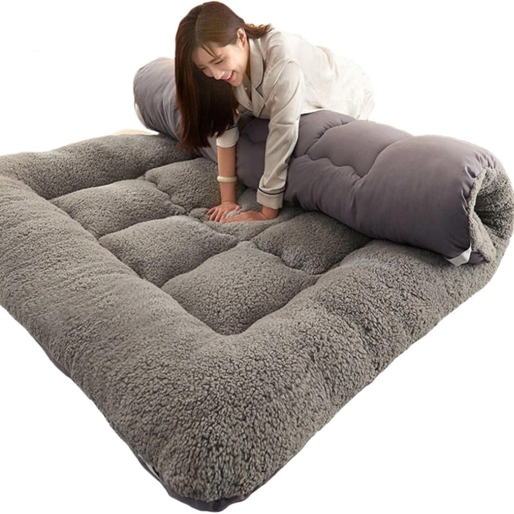 FloorMattress Soft Folding PortableMattress Double Single Japanese Futons, Japanese Tatami Roll Mat, Guest Bed Roll Up Organic Pad Meditation Mat