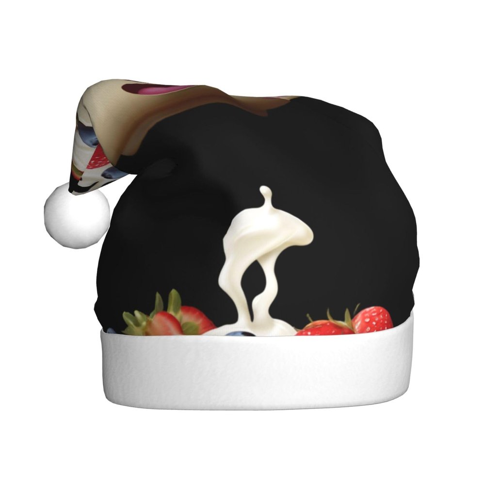 Adult plush Christmas hat HJFCZH cartoon yogurt bowl Prints with soft touch for Christmas party