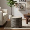 SIMPLIHOME Larissa 18" Wide Braided Jute Round Pouf in Sandy Natural/Ebony view 2