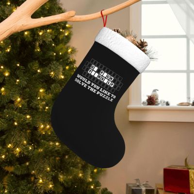 AMZWZSH Hilarious Fortune Wheel Go Fuck Yourself Graphic Christmas Stockings, Xmas Stockings, 18" Large Xmas Stocking, Christmas Party Fireplace Family Hanging Stocking Decorations(White and Black)