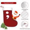 AMZWZSH Semi Colon Christmas Stockings, Xmas Stockings, 18" Large Xmas Stocking, Christmas Party Fireplace Family Hanging Stocking Decorations(Red and White) view 2