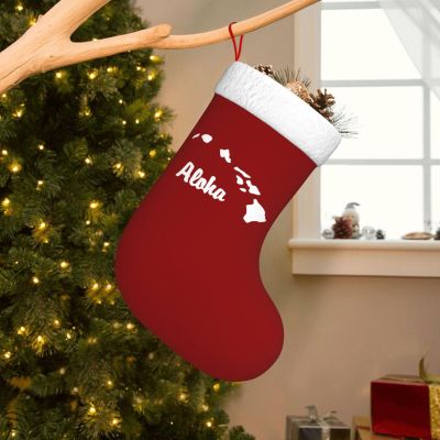 AMZWZSH Aloha Hawaiian Christmas Stockings, Xmas Stockings, 18" Large Xmas Stocking, Christmas Party Fireplace Family Hanging Stocking Decorations(Red and White)