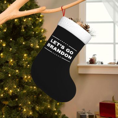 AMZWZSH Let's Go Brandon Christmas Stockings, Xmas Stockings, 18" Large Xmas Stocking, Christmas Party Fireplace Family Hanging Stocking Decorations(White and Black)