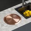 AUPUXNSX Stainless Steel Swing Trash Flap Lid, Hidden Flush Garbage Cover, Round Built-in Trash Chute Cover, Balance Waste Recessed Counter Top Can Lid,Gold,252mm (Bronze-228mm view 2