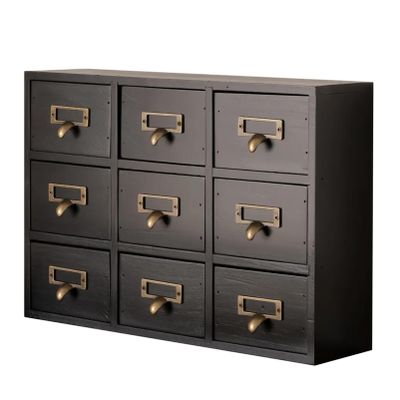 9 Drawers/16 Drawers Wood Chinese Apothecary Cabinet, Library Card Catalog Cabinet Vintage Medicine Cabinet Organizer, Wooden Storage Box Desktop Organizer Herbal Tea Bag Jewelry Storage