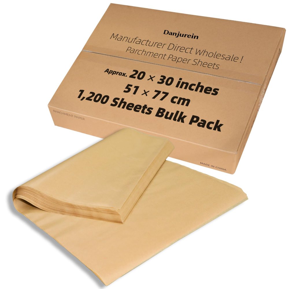 20x30 Inch - 1200 Bulk Sheets Commercial Parchment Paper, Unbleached Heavy-Duty, Extra Large, Food Grade for Baking Trays, Pizza Stones, Bakery & Catering Supplies (Brown 20"30.3"(5177cm) 1200s)