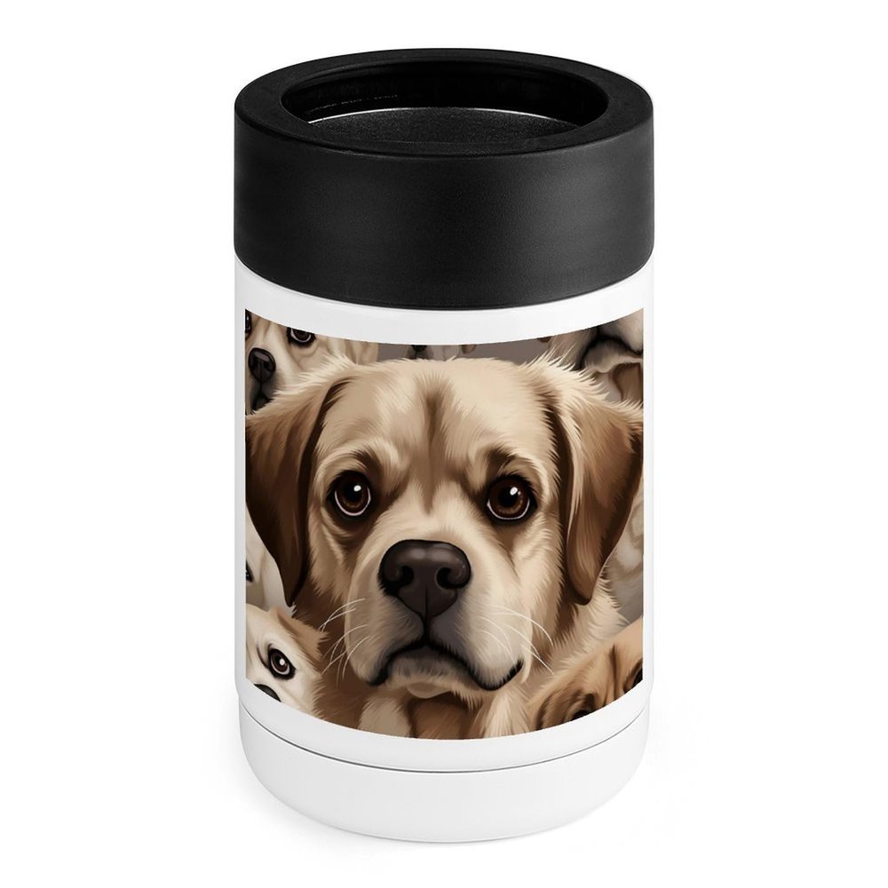 12oz Beverage Can Cooler Dog Print Double Wall Vacuum Insulated Drink Holder Stainless Steel Can Beverage Sleeve for Standard Beer Seltzer And Soda