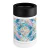 12oz Beverage Can Cooler With Light Blue Print Double Wall Vacuum Insulated Drink Holder Stainless Steel Can Beverage Sleeve for Standard Beer Seltzer And Soda view 1