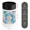 12oz Beverage Can Cooler With Light Blue Print Double Wall Vacuum Insulated Drink Holder Stainless Steel Can Beverage Sleeve for Standard Beer Seltzer And Soda view 2