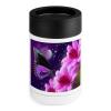 12oz Beverage Can Cooler Purple Butterfly And Flower Print Double Wall Vacuum Insulated Drink Holder Stainless Steel Can Beverage Sleeve for Standard Beer Seltzer And Soda view 1