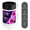 12oz Beverage Can Cooler Purple Butterfly And Flower Print Double Wall Vacuum Insulated Drink Holder Stainless Steel Can Beverage Sleeve for Standard Beer Seltzer And Soda view 2