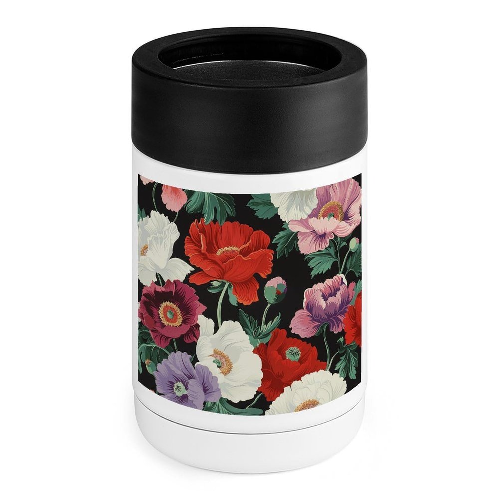 12oz Beverage Can Cooler Very Large Petals Print Double Wall Vacuum Insulated Drink Holder Stainless Steel Can Beverage Sleeve for Standard Beer Seltzer And Soda
