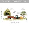 Farm Tractor Wall Decal,Farmhouse Animals Birds,Clouds,Trees Wall Stickers,Farm Tractor with Trailer Decor for Boys Girls Playroom Barn Nursery Kids RoomRustic Decorative Decals view 2