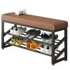 AFCFZBTBNM Modern Shoe Bench with Soft Cushion, 3-Tier Wooden Shoe Rack Organizer, Entryway Shoe Storage Bench with Seat for Bedroom, Living Room, Hallway, or Bathroom(Brown,80cm/31.4in) view 1