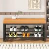 AFCFZBTBNM Modern Shoe Bench with Soft Cushion, 3-Tier Wooden Shoe Rack Organizer, Entryway Shoe Storage Bench with Seat for Bedroom, Living Room, Hallway, or Bathroom(Brown,80cm/31.4in) view 4