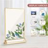 Iejiacl Place Card Holder 10pcs Sign Holder Gold Frames Clear Wedding Table Number Stand Menu Recipe Cards Holders(C) view 3