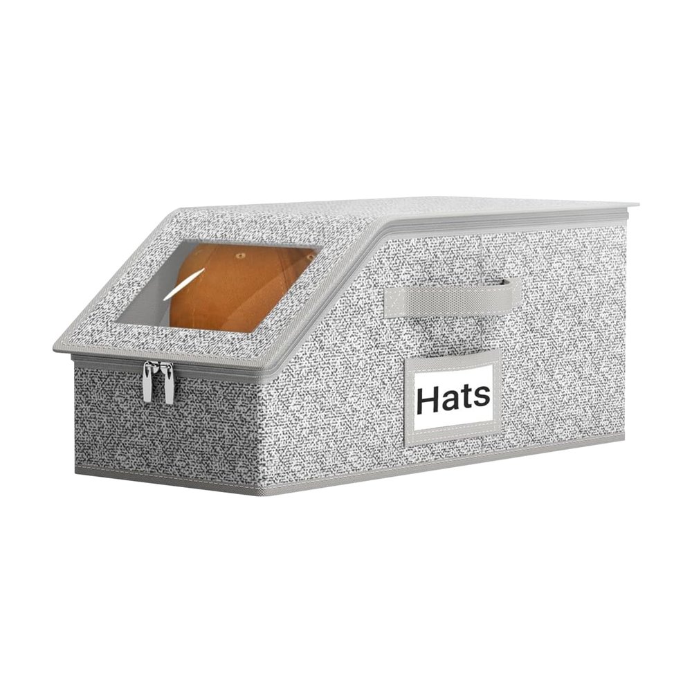 Hat Storage Box - A Stackable Storage case with a Clear Window, Capable of Holding up to 24 Baseball caps or Other Hats.