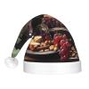BLWSLC Fruits and Wines Adult light-up Santa hat printed Santa hat with LED lights suitable for Christmas New Year's and other holiday parties view 3
