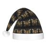BLWSLC Golden Delicate Dragonfly on Black Background Adult light-up Santa hat printed Santa hat with LED lights suitable for Christmas New Year's and other holiday parties view 3