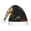 BLWSLC Spiny lizards Adult light-up Santa hat printed Santa hat with LED lights suitable for Christmas New Year's and other holiday parties view 3