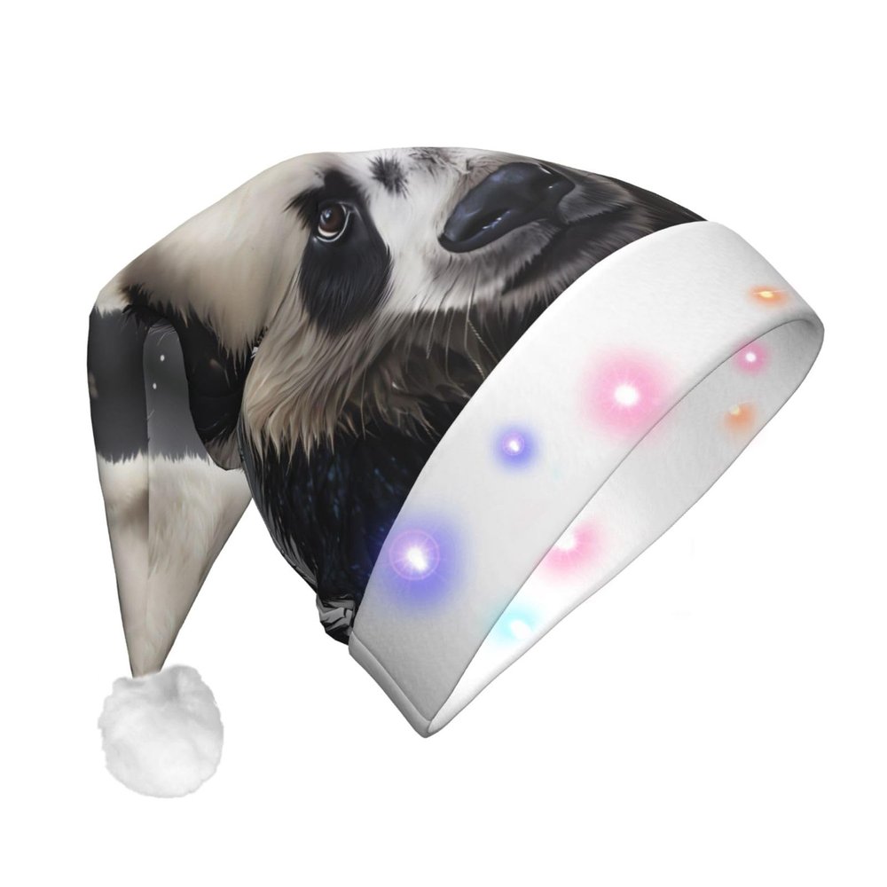 BLWSLC Panda in the water Adult light-up Santa hat printed Santa hat with LED lights suitable for Christmas New Year's and other holiday parties