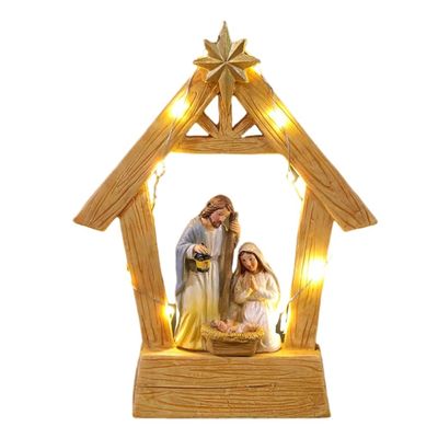 Christmas Manger Scene Decorative Figurine for Holidays Tabletop Home Ornament