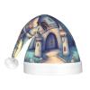 BLWSLC Fairytale Castle Adult light-up Santa hat printed Santa hat with LED lights suitable for Christmas New Year's and other holiday parties view 3