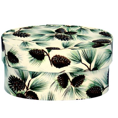 Sarah's Hat Boxes Pine Cones Decorative Gift Box | Elegant Reusable Storage Boxes for Gifts, Keepsakes, Jewelry, or Special Items | Unique Printed Design