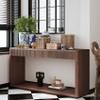 60" Modern 2-Drawer Fluted Console Table Natural Wood Veneer Sofa Table Behind Couch Table for Living Room, Hallway, Entryway, Home Office, Walnut view 2