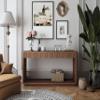 60" Modern 2-Drawer Fluted Console Table Natural Wood Veneer Sofa Table Behind Couch Table for Living Room, Hallway, Entryway, Home Office, Walnut view 3