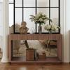 60" Modern 2-Drawer Fluted Console Table Natural Wood Veneer Sofa Table Behind Couch Table for Living Room, Hallway, Entryway, Home Office, Walnut view 4