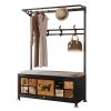 DYUNCZ Hall Tree with Bench and Shoe Storage, Metal Coat Rack Standing, Entryway Hall Tree, Coat Rack with Storage and Cushioned Seat, for Living Room Bedroom Hallway(100x36x172cm) view 1
