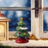 Retro Artificial Resin Christmas Tree, Miniature Desktop Tree for Winter Crafts Ornaments New Year Decorations view 4