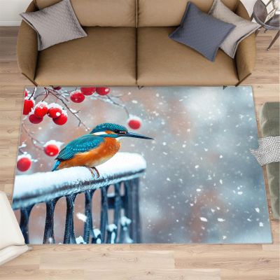 2x3 Kingfisher Rug - Snowy Kingfisher Doormat Outdoor Entrance, Nature Birds Laundry Room Carpet Non Slip Accent Throw Rugs for Bathroom Kitchen Sink Front Door